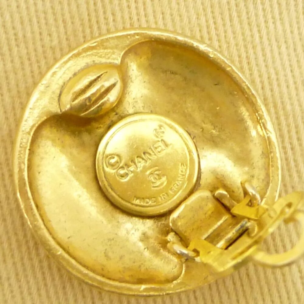 Authentic CHANEL Vintage Coco Mark Earrings Gold Brass - Picture 11 of 11